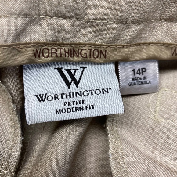 Worthington Petite Modern Fit Women's Tan Straight Leg Dress Pants 14P Stretch - Picture 9 of 13